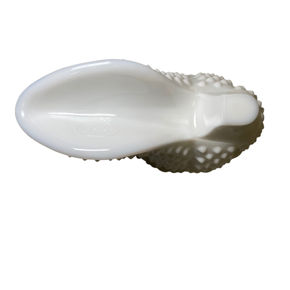 Vintage Fenton White Milk Glass Hobnail Shoe Slipper Covered Trinket Dish Candy - Picture 4 of 7